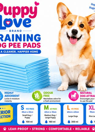 Dog and Puppy Pee Pads Disposable with 5-Layer Leak-Proof Design and Quick-Dry Surface for Potty Training, High Absorbent