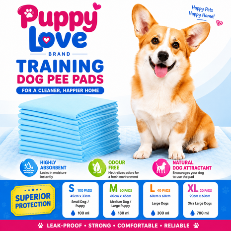 Dog and Puppy Pee Pads Disposable with 5-Layer Leak-Proof Design and Quick-Dry Surface for Potty Training, High Absorbent