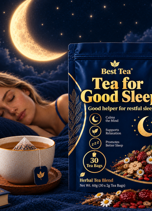 Tea  For Better Sleep |Melatonin production| 100% Natural Traditional Chinese – For Men and Women  | Caffeine Free, Sugar Free, Vegan | 2000-Year Chinese Herbal Recipe | 30 Tea Bags