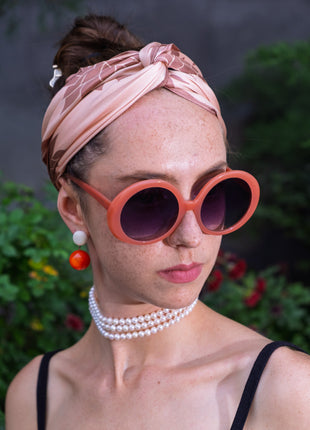 100% Mulberry Silk Scarf For Women | Peach/Beige Silk Scarf |  90 x 90 cm