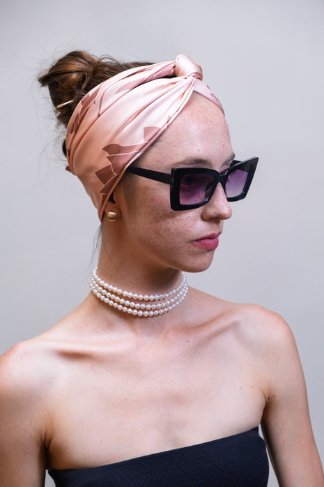 100% Mulberry Silk Scarf For Women | Peach/Beige Silk Scarf |  90 x 90 cm