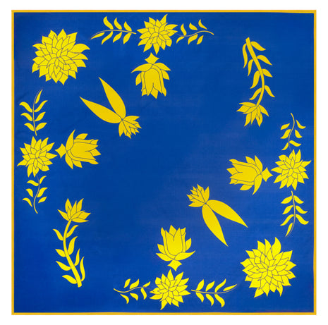 100% Mulberry Silk Scarf for Women |  Blue Silk Scarf | 90 x 90 cm