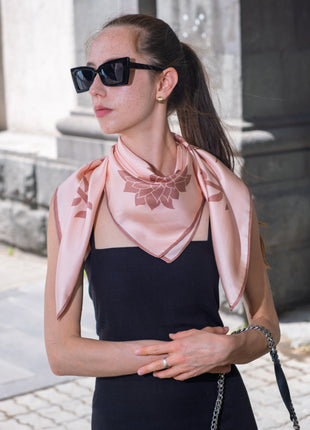 100% Mulberry Silk Scarf For Women | Peach/Beige Silk Scarf |  90 x 90 cm