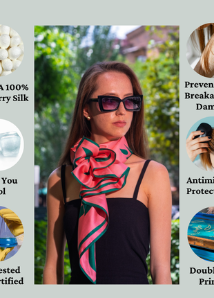 100% Mulberry Silk Scarf For Women | Pink Silk Scarf | 90 x 90 cm